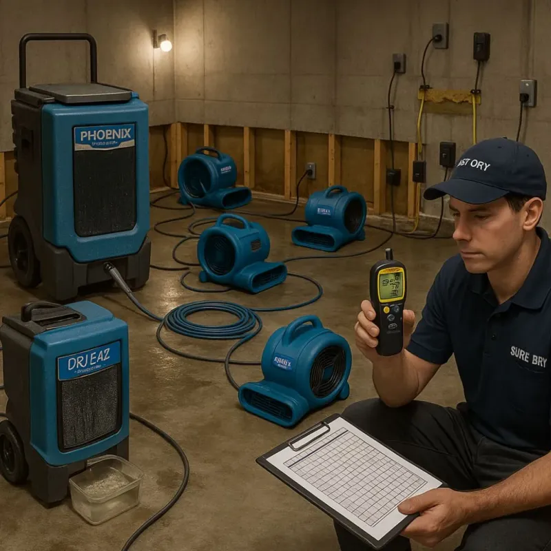 Structural Drying and Dehumidification process in Waterman, IL
